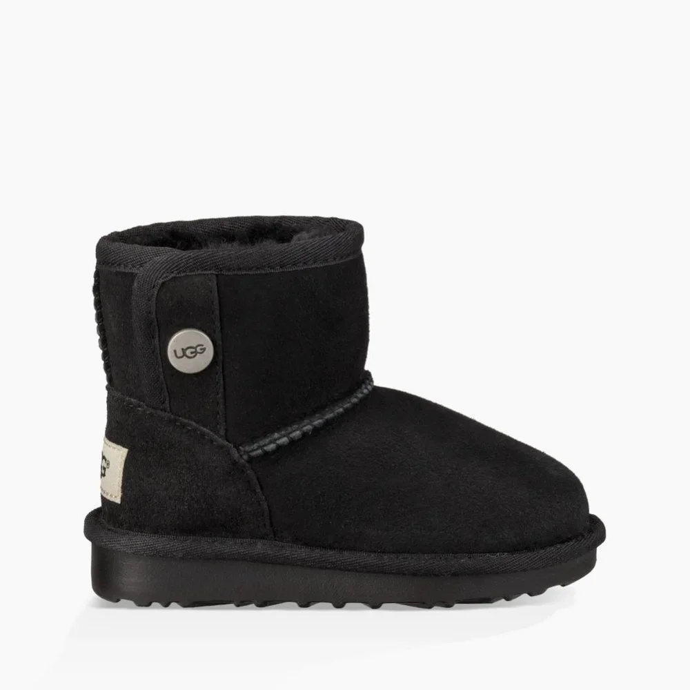 NEW UGG JONA SUEDE SHEARLING GIRL'S MINI SHEARLING LINED BOOTS‎ BLACK